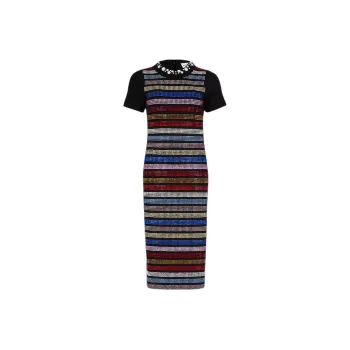 Sonia Rykiel Crystal embellished Striped Midi Dress
