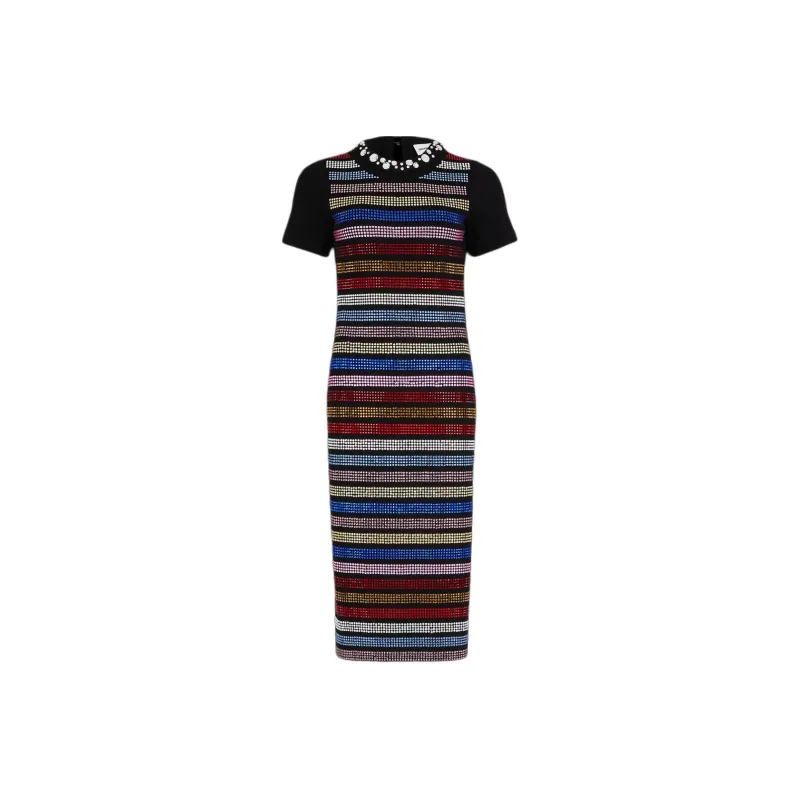 Sonia Rykiel Crystal embellished Striped Midi Dress-0