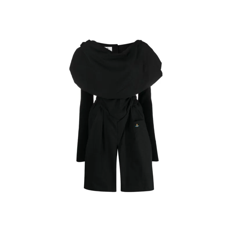 Vivienne Westwood Logo-embroidered Draped Playsuit-0