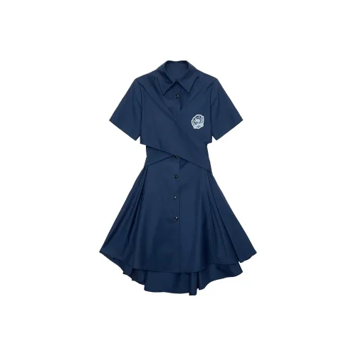 Garbege Short Sleeved Dresses Women
s Navy Blue