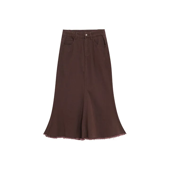 ZVJH Denim Long Skirts Women's-0
