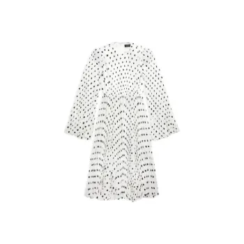 Balenciaga Women's Hand Drawn Polka Dot Pleated Dress White