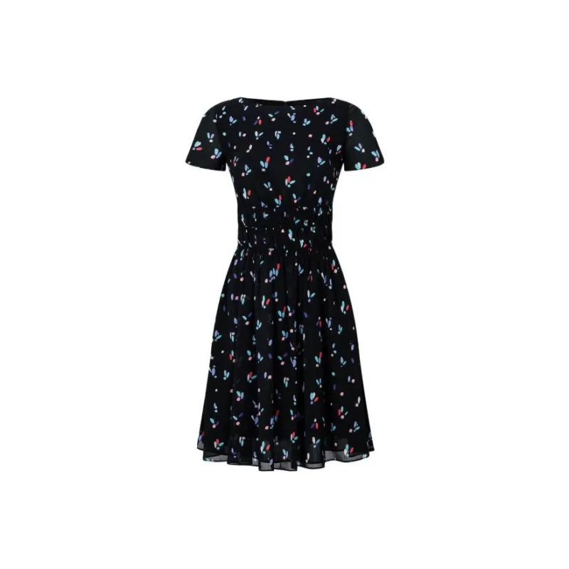EMPORIO ARMANI SS22 Short Sleeved Dress Women's Black-0