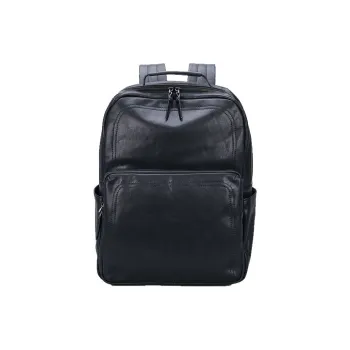 DOSRFINI Top Grain Flock Cow Leather Backpack Unisex Black