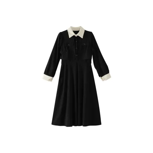 IQC Long Sleeved Dresses Women's Black