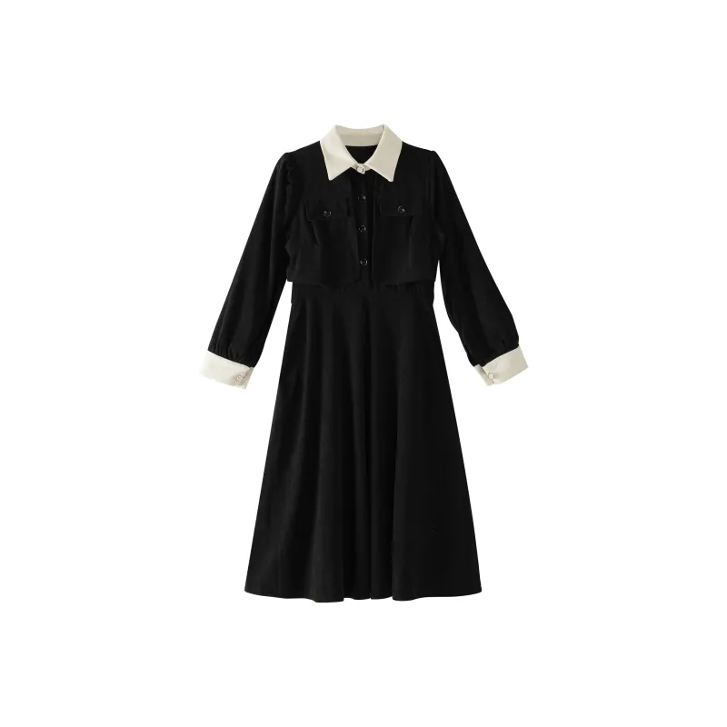 IQC Long Sleeved Dresses Women's Black-0