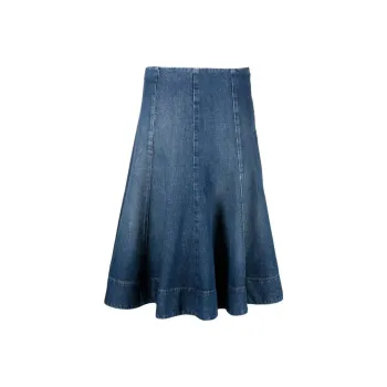 KHAITE The Lennox Low-Rise Denim Skirt
