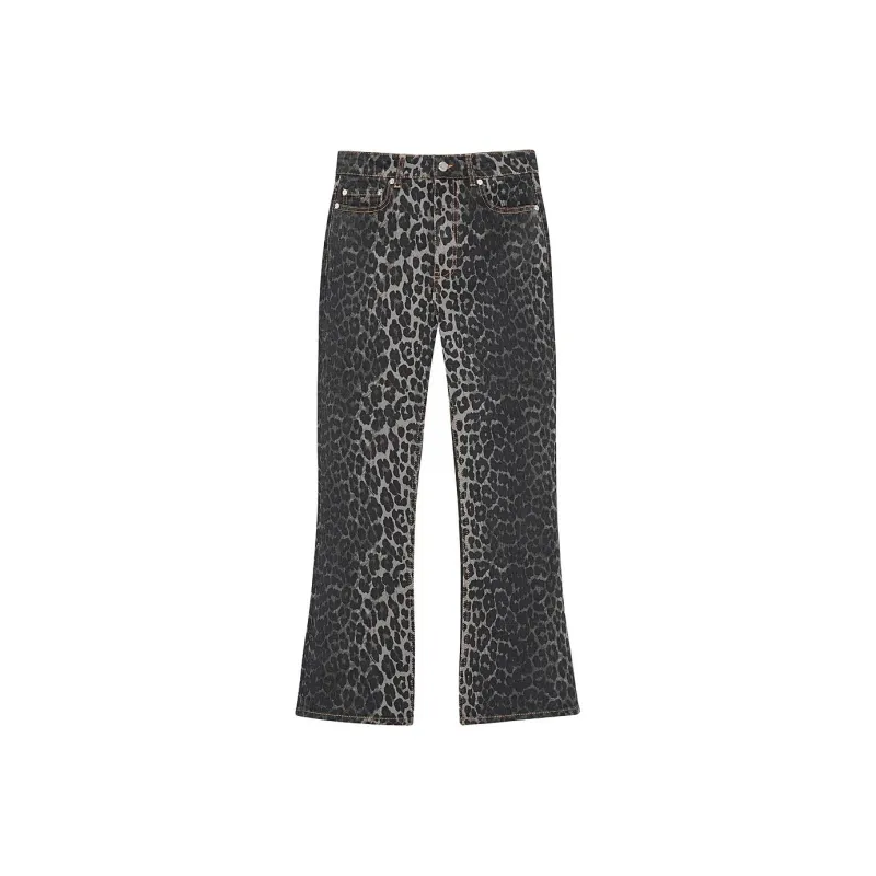 GANNI FW24 Jeans Women's Gray Pinstripe-0