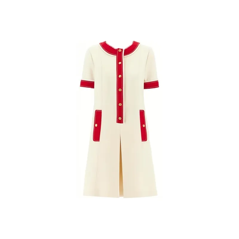 GUCCI SS23 Short Sleeved Dress Women's White-0