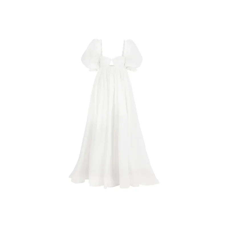 Selkie Collection SS24 Short Sleeved Dress Women's Ivory White-0