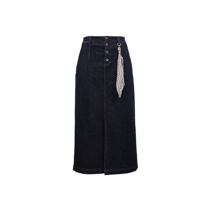 ONLY Denim Long Skirts Women's J36 810 Washed Denim Blue 810JEANS BLUE-0