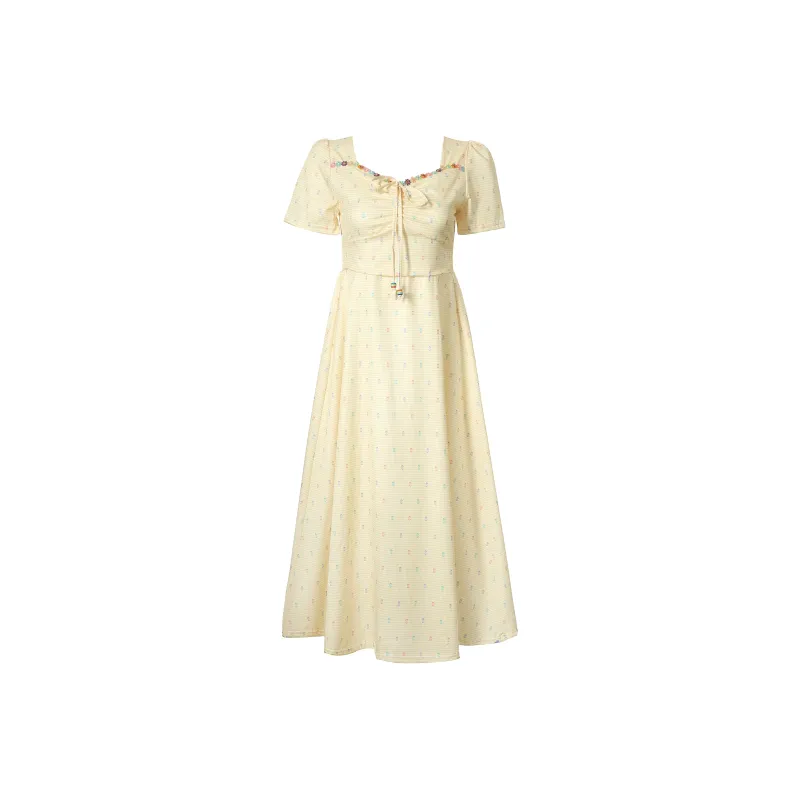 Zukizuki Short Sleeved Dresses Women's Yellow-0