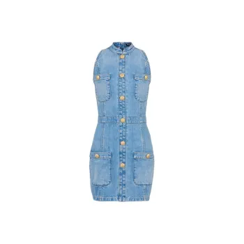 BALMAIN Denim Fitted Mini Dress