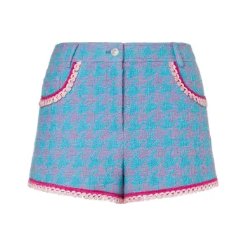 MOSCHINO Houndstooth Tassel Trim Shorts