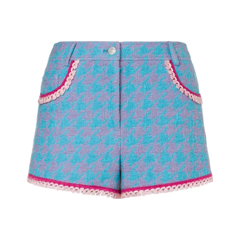 MOSCHINO Houndstooth Tassel Trim Shorts-0