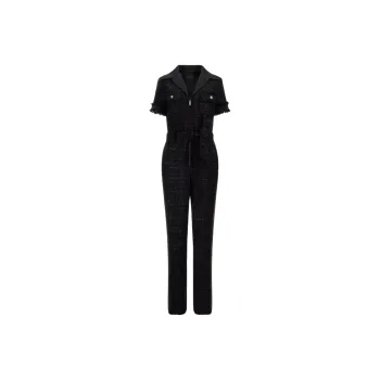GUESS Tweed Straight Leg Jumpsuit Jumpsuit Women's Black