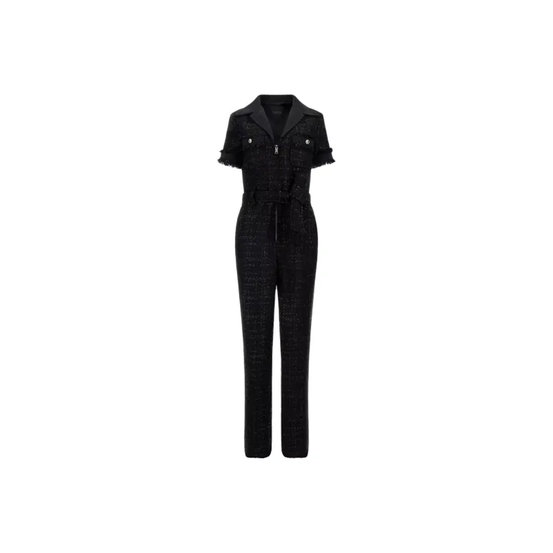 GUESS Tweed Straight Leg Jumpsuit Jumpsuit Women's Black-0
