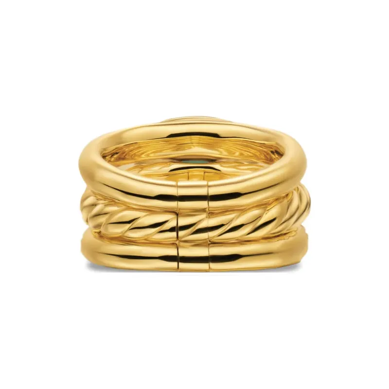 David Yurman 18K Yellow Gold Dy Mercer® Four Row Diamond And Prasiolite Ring-2