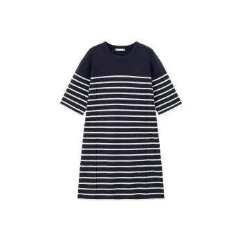UNIQLO Short Sleeved Dress Women's Blue Apricot Stripes