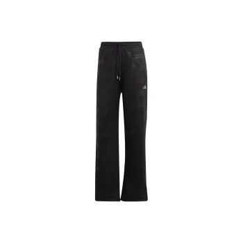 Adidas Embossed Monogram Fleece Pants Knitted Sports Pants Women's Black