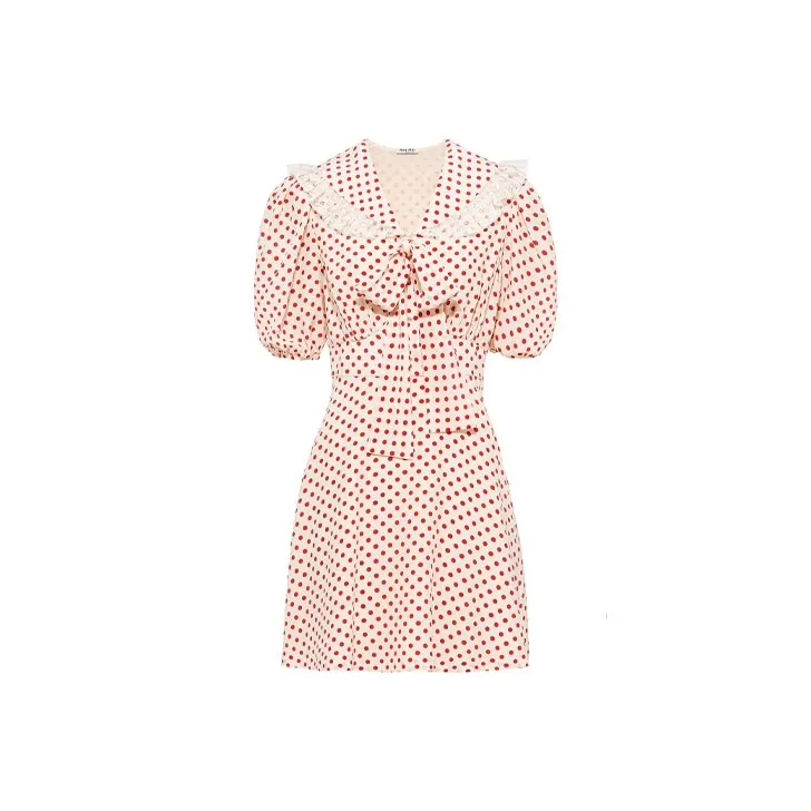 MIU MIU Short Sleeved Dress Women's Red-0