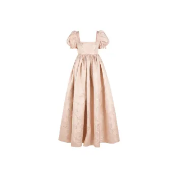 Selkie Collection x Bridgerton FW24 Short Sleeved Dresses Women's EDWINA Foundation Matte Jacquard