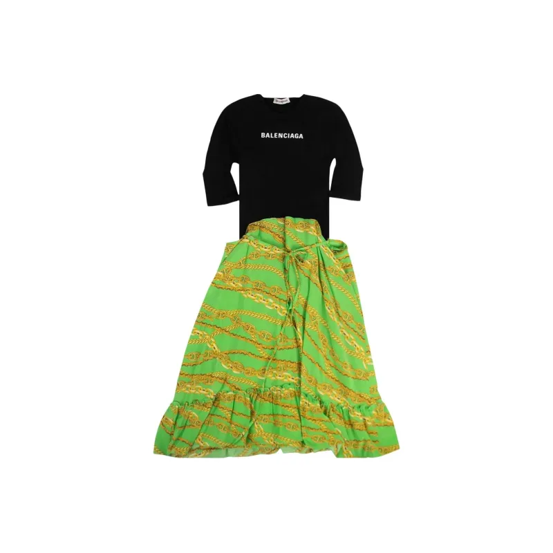 Balenciaga Chain Print Dress 'Green/Black'-0