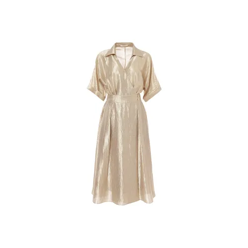 BESIONIA SS25 Short Sleeved Dresses Women's Khaki