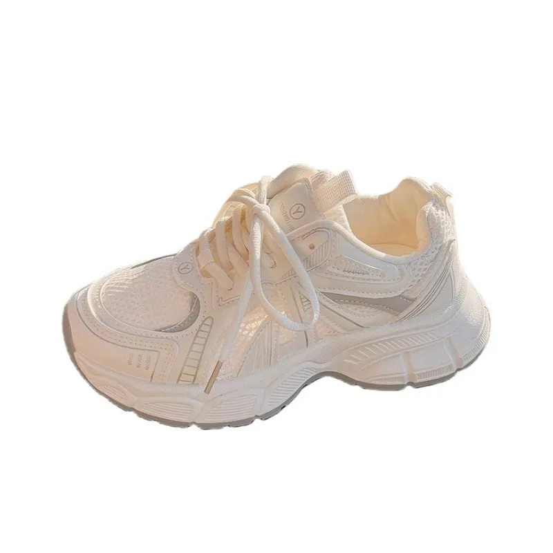 BINGO DUCK Slip Resistant Low Top Chunky Sneakers Women's Ecru-6