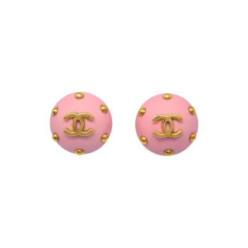 CHANEL 1996 Cc Button Earrings