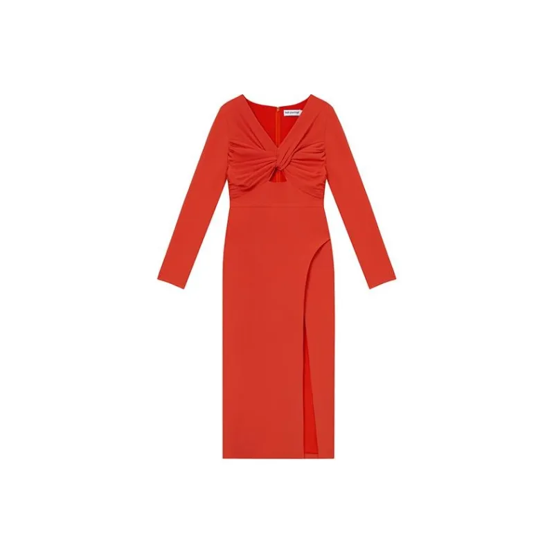 Self portrait Long Sleeved Dresses Women's Bright Orange-0