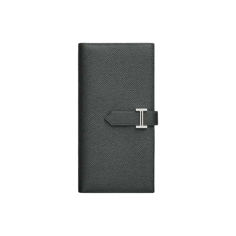 HERMES Bearn Calfskin Wallet Women's Host Mangrove Red-0