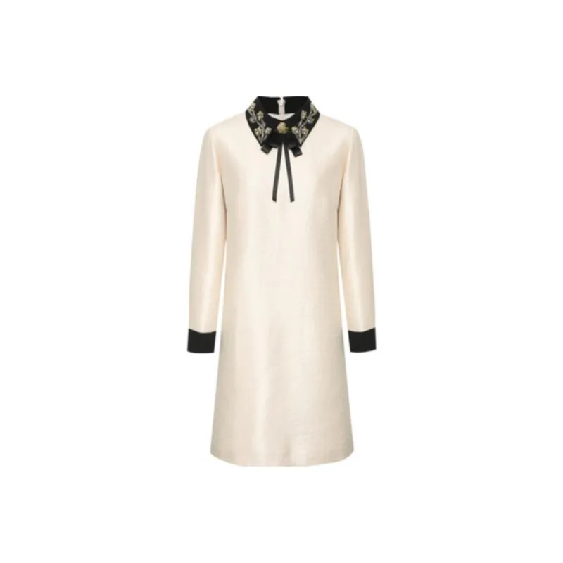 BBLLUUEE Long Sleeved Dress Women's Vanilla Apricot-0