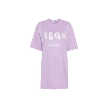 MSGM Short Sleeved Dress Women's Lavender Purple