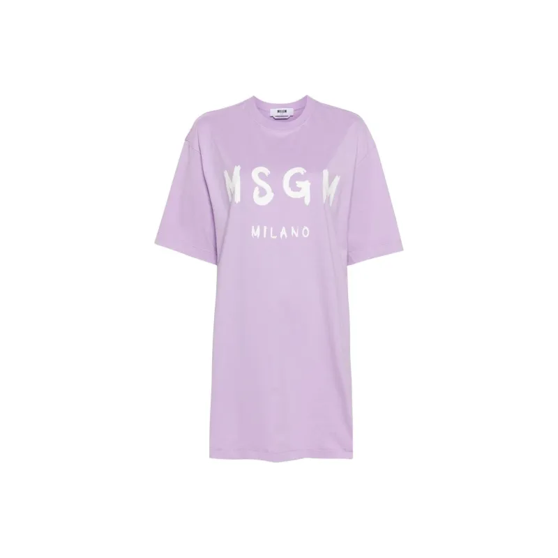 MSGM Short Sleeved Dress Women's Lavender Purple-0