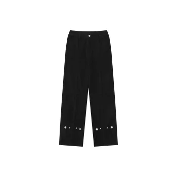 Vine Color Casual Pants Unisex Black