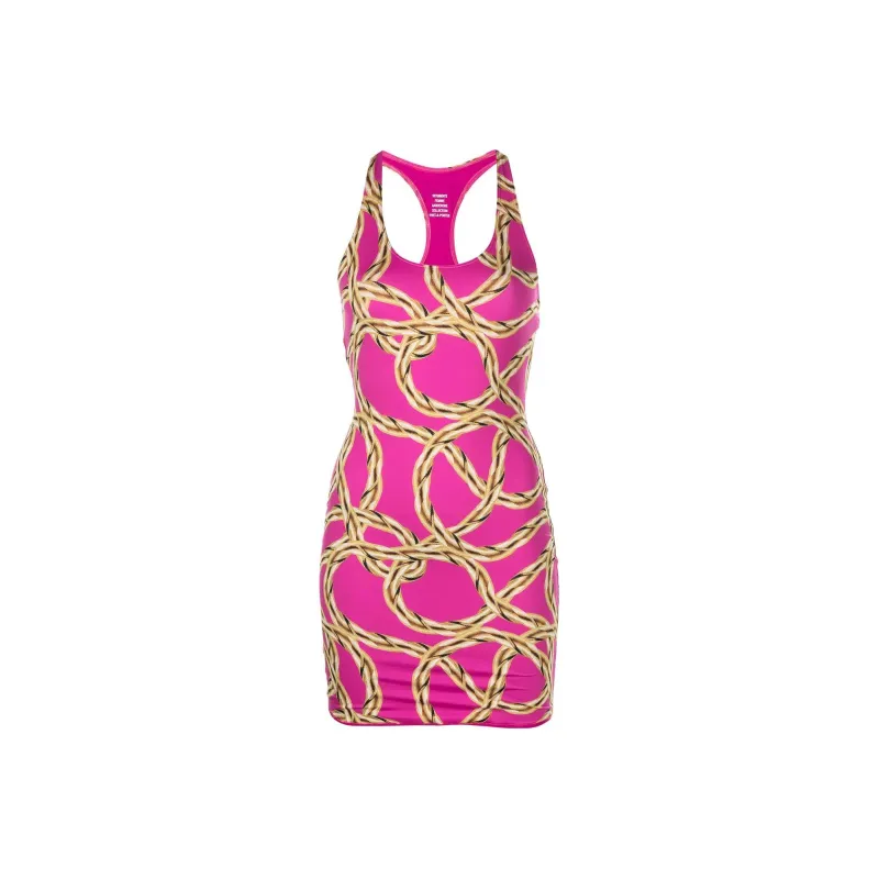 Vetements Gold Chain Open Back Mini Dress 'Hot Pink'-0