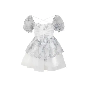 Udon House Short Sleeved Dress Women's Ink Wash