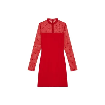 Givenchy Mock Neck Midi Tubino Dress 'Vermillion'