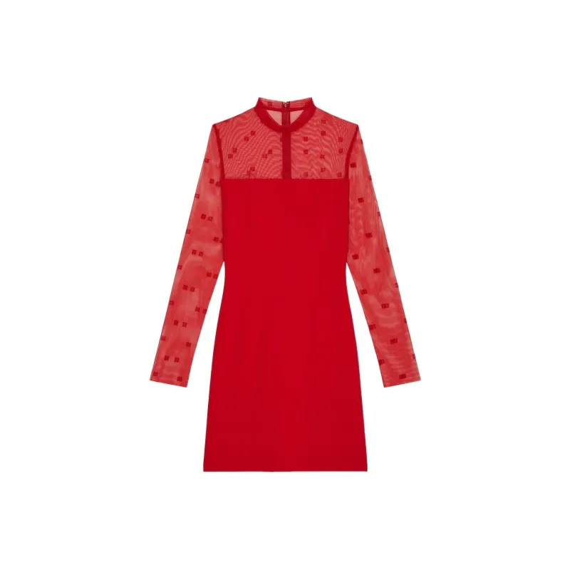 Givenchy Mock Neck Midi Tubino Dress 'Vermillion'-0