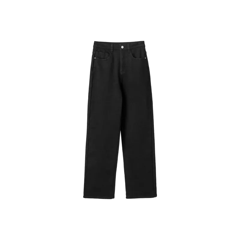 Fstudio Jeans Korean Commute Slimming Straight Fit Casual Pants Women's Black-0