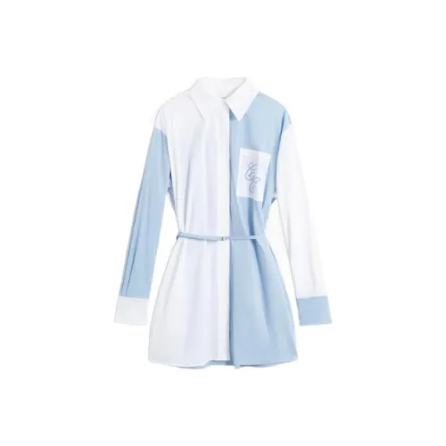 C/MEO Long-Sleeved Dresses Women's Blue With White Lettering