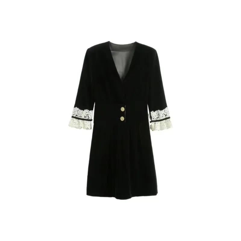 DEAR DEER PUFF Short-Sleeved Dresses Women's Black-5