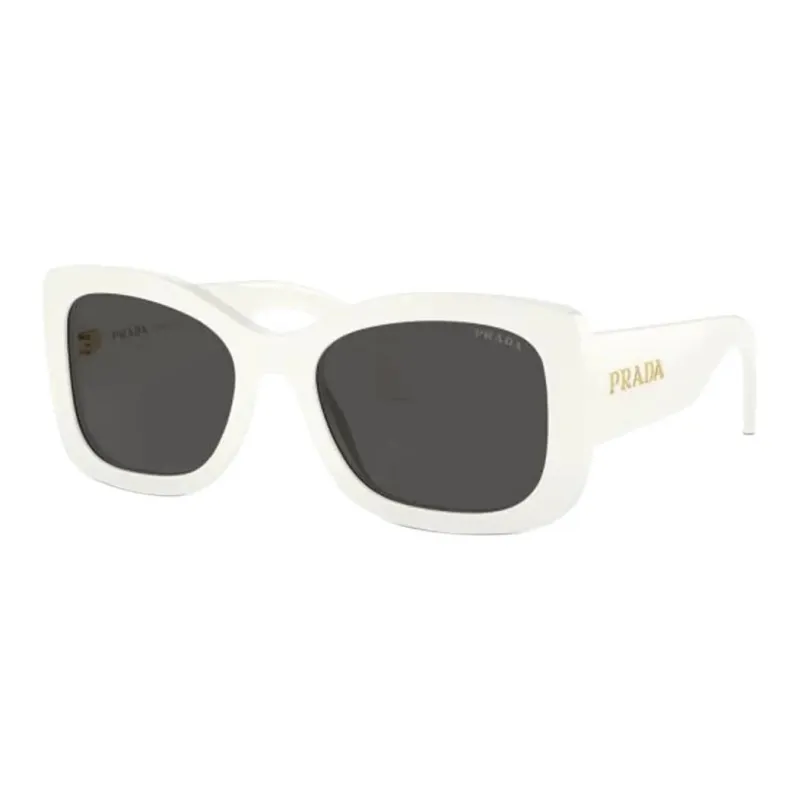 PRADA Plate Frame Square Sunglasses Unisex White-0