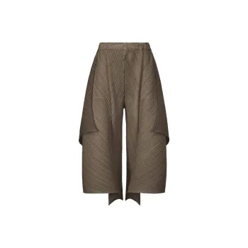 PLEATS PLEASE ISSEY MIYAKE SS25 Casual Pants Women's Gray Brown