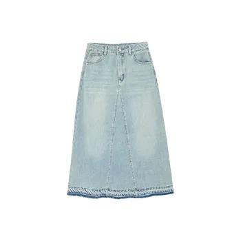 HDFULERN Denim Long Skirts Women's Blue