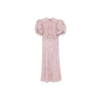 Rotate Puff Sleeve Sequin Midi Dress