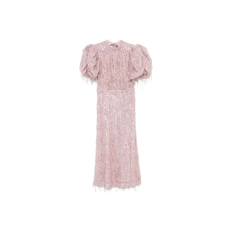 Rotate Puff Sleeve Sequin Midi Dress-0