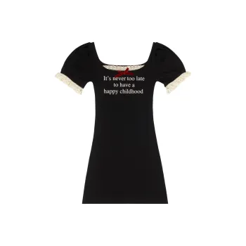 Praying Short-Sleeved Dresses Women's Black
