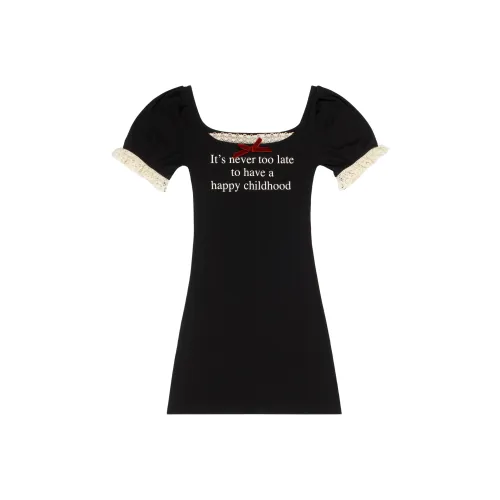 Praying Short-Sleeved Dresses Women's Black